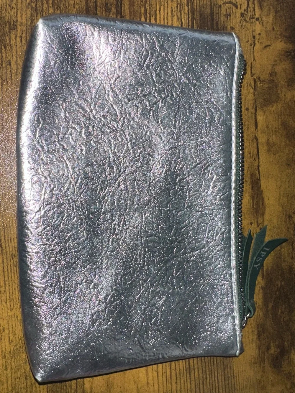 Metallic Silver Zip Pouch